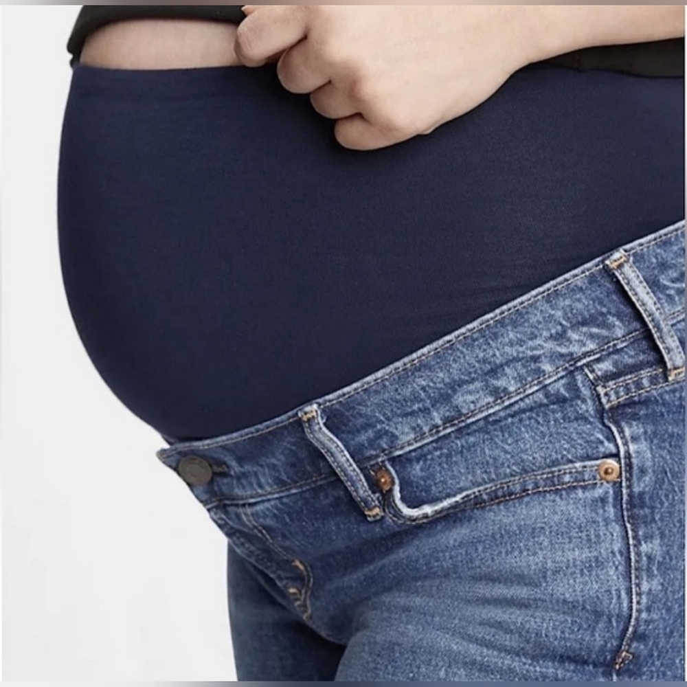 Gap Maternity Womens Jeans Blue Sz 10R Straight Leg Adjustable Waistband NWT